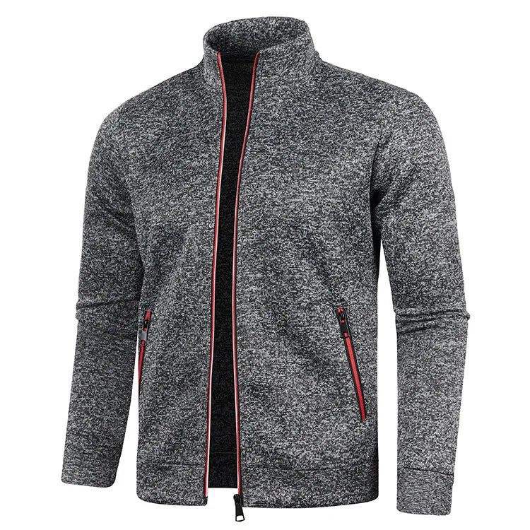 Autumn Winter Men's Zipper Knit Long Sleeves Thin Cashmere Fashion Top Sweater Coat