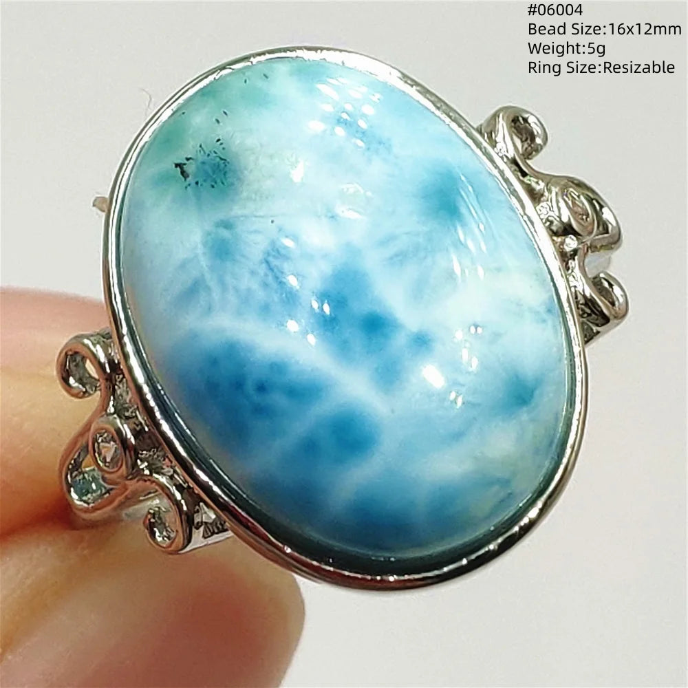 Anello regolabile in argento 925 con larimar
