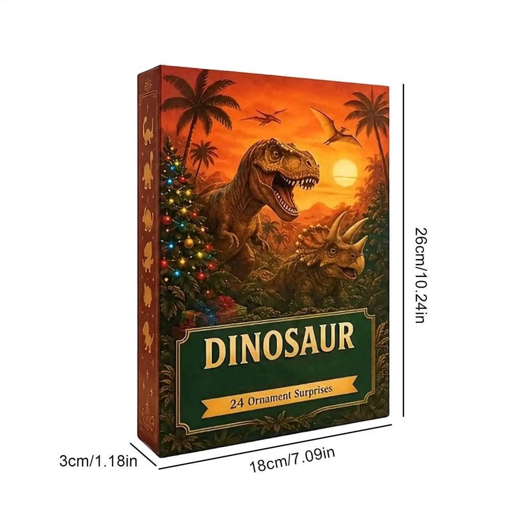 2026 Dinosaur Advent Calendar 24 Day Christmas Countdown Calendar 2D Acrylic Flat Dinosaur Pendant Tree Ornament Holiday Gift
