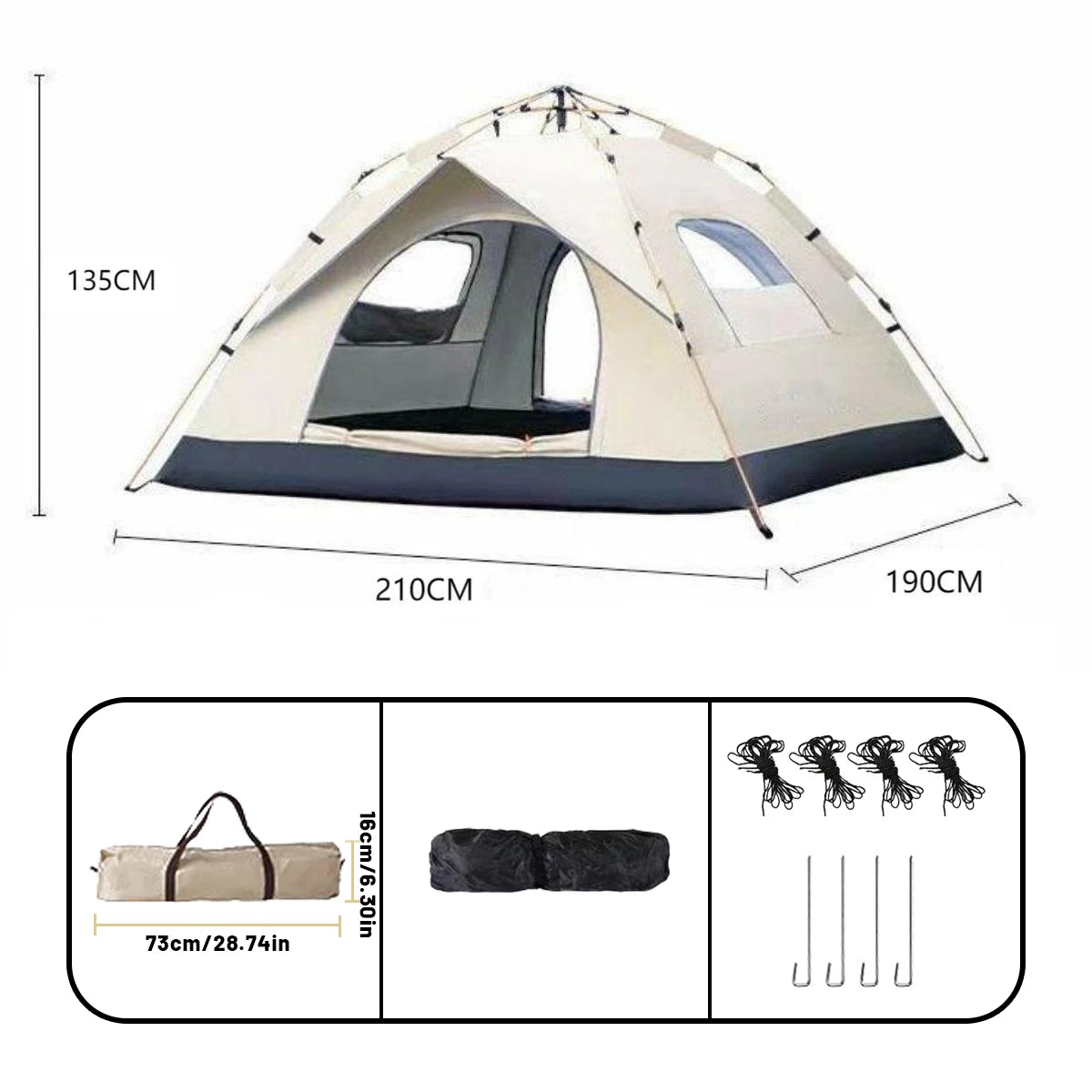 Automatic Camping Tent for 3–4 People – Four-Season Pop-Up Shelter