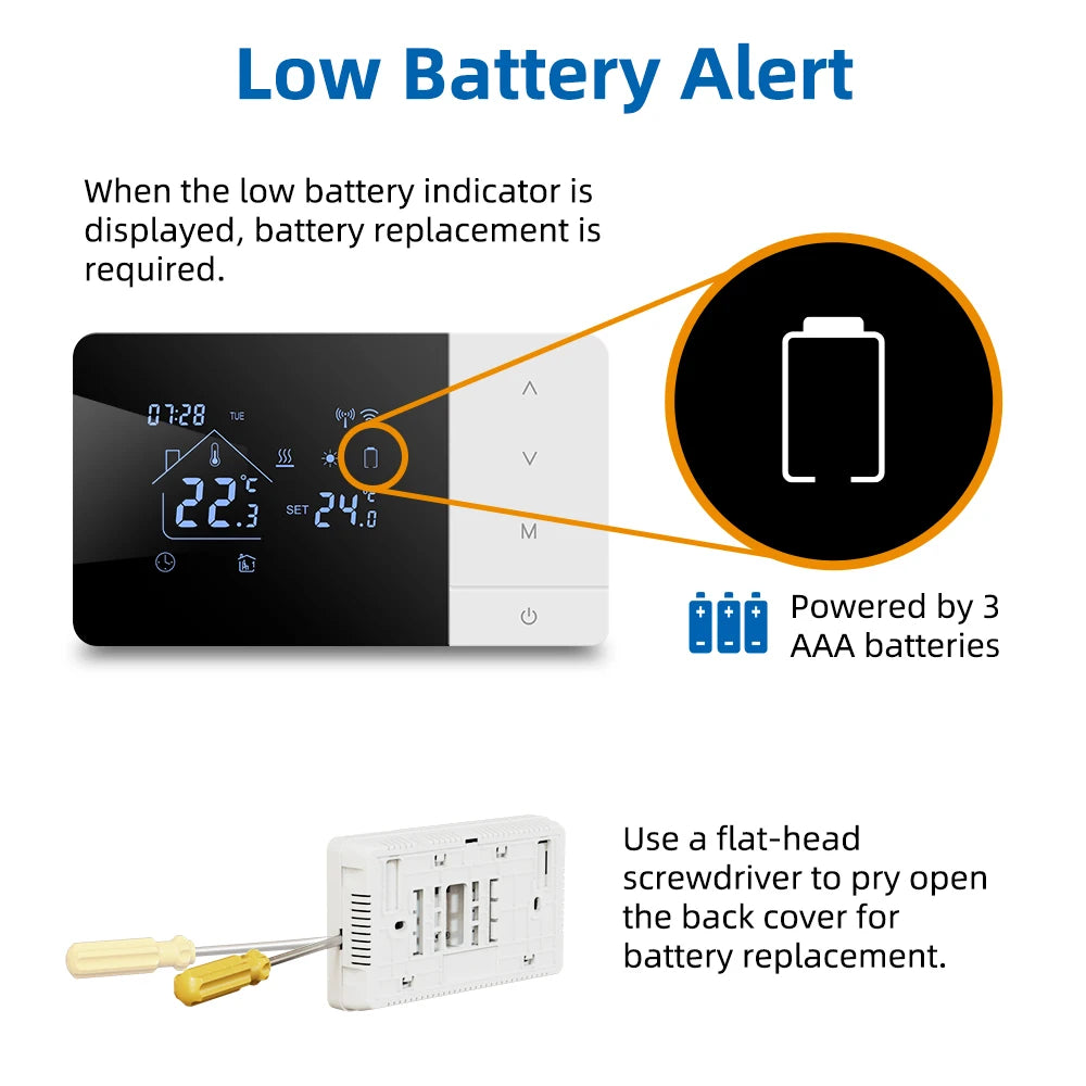 Beok Smart Battery Powered Thermostat for Gas Boiler Heating/Cooling Temperature Controller Alexa Google Home
