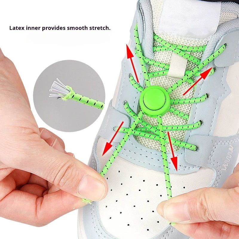 1 kit de lacets élastiques à bouton poussoir, extensibles et sans nœuds, pour chaussures de course, baskets et chaussures de sport, adultes et enfants