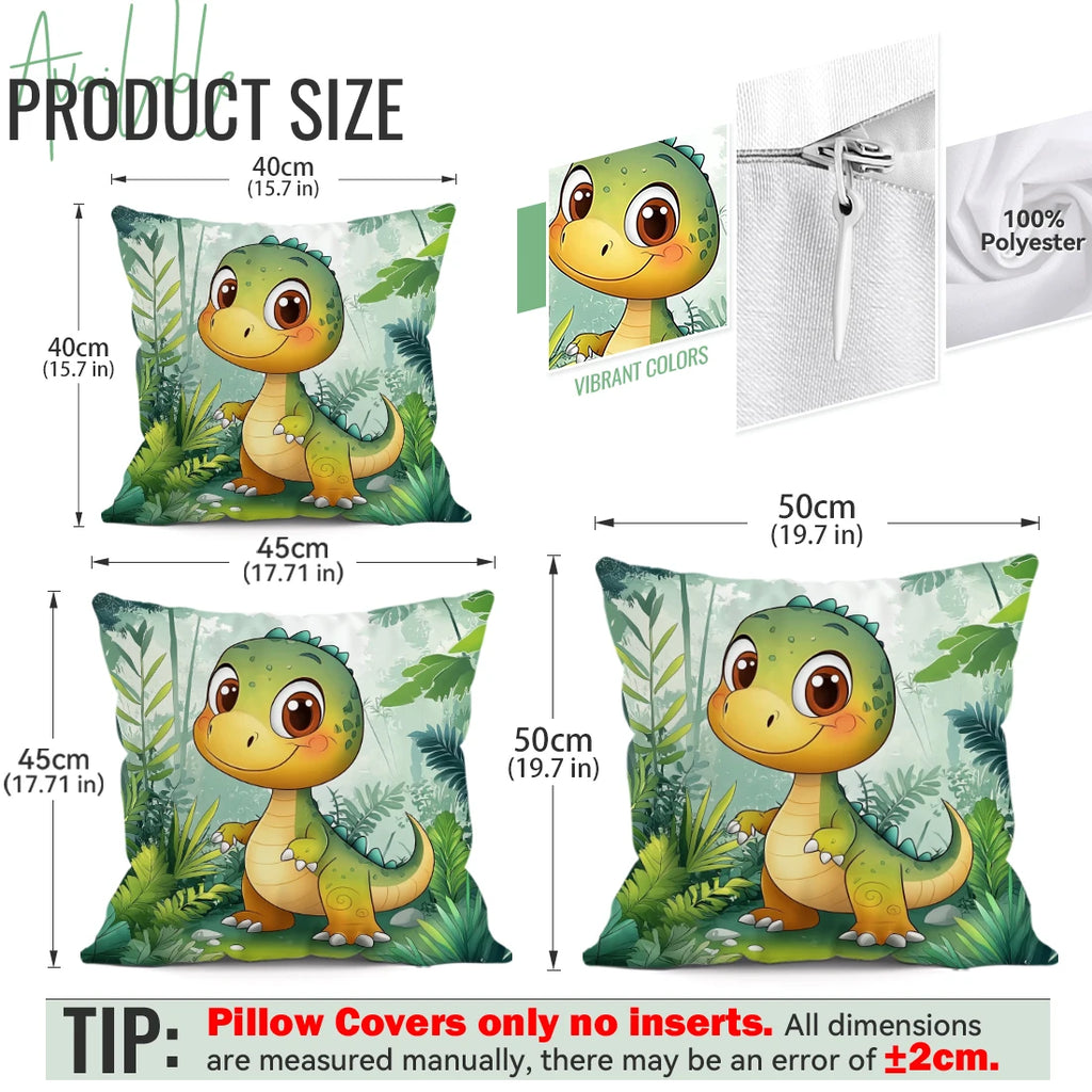 Cute Dinosaur Cushion Pillowcase Printed Polyester 40/45/50cm Throw Pillowcover Decorative Sofa Cushion Pillowslip Home Decor
