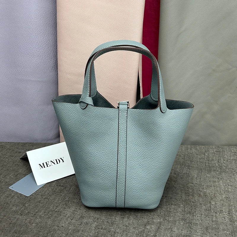 Women's Bag Bucket Bags Female Tote Bag High Quality Hand Bag Ladies Designer Luxury Genuine Togo Leather Shoulder Bag Organizer