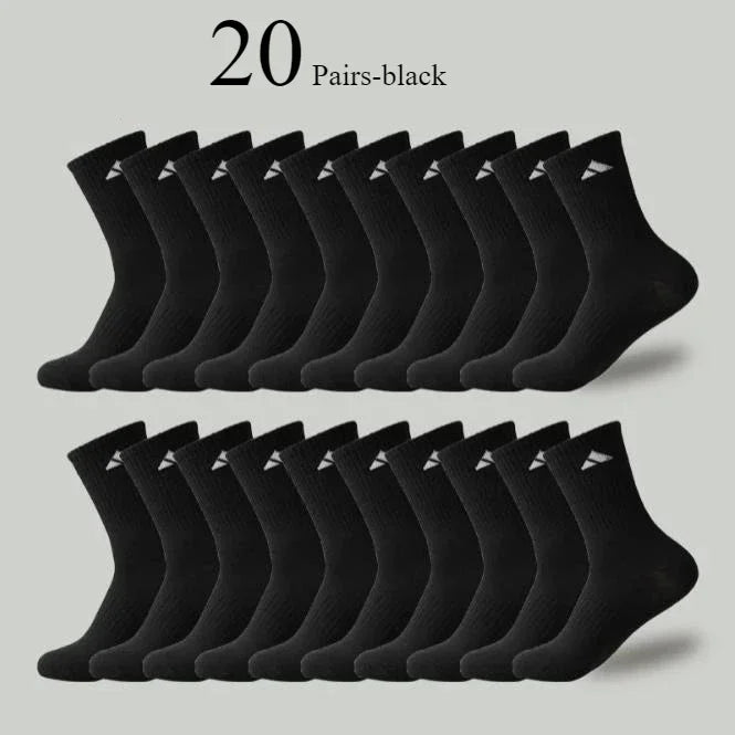 5/10/20 Paar Herren High Waist Einfarbig Unisex Sportsocken Schwarz Weiß Atmungsaktiv Wadenlang Casual Ganzjährig Herren Basketballsocken