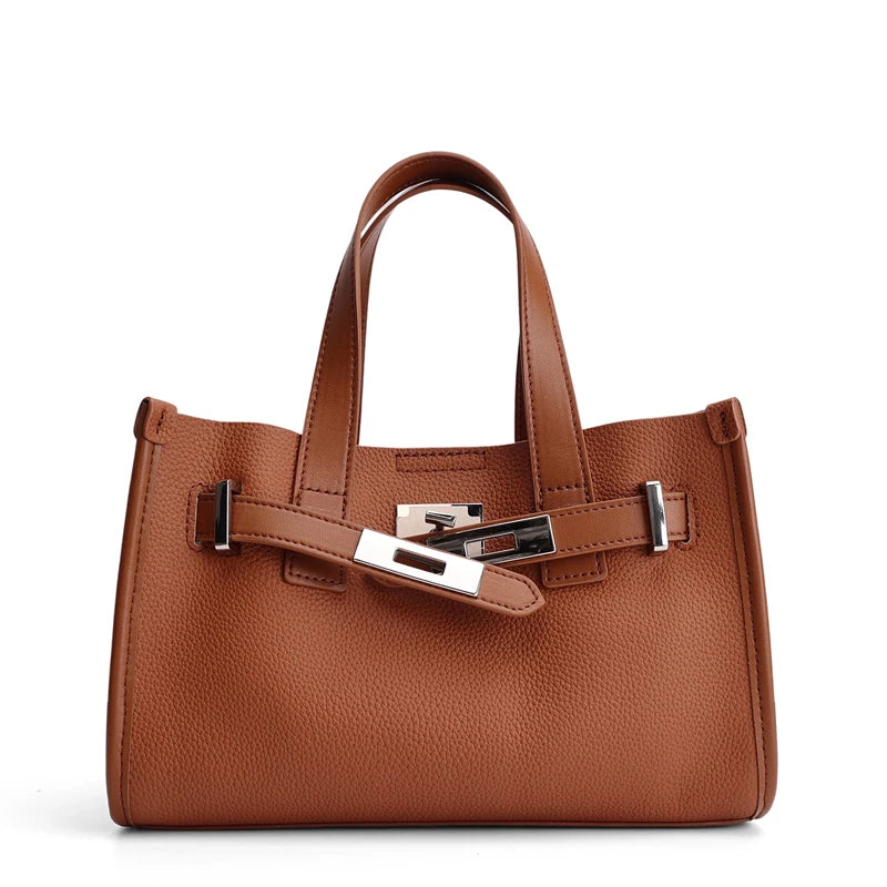 2026 Spring New Women's Retro Genuine Cowhide Leather Tote Bag Female Luxury Designer Shoulder Underarm Bags Niche Crossbody Bag