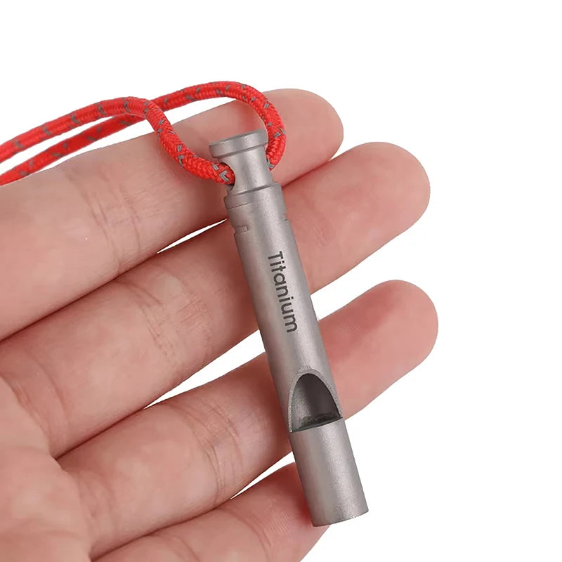 Tiartisan Titanium Emergency Whistle With Lanyard Outdoor Camping Exploring Portable Loud Survival Whistle Ultralight Edc Tools