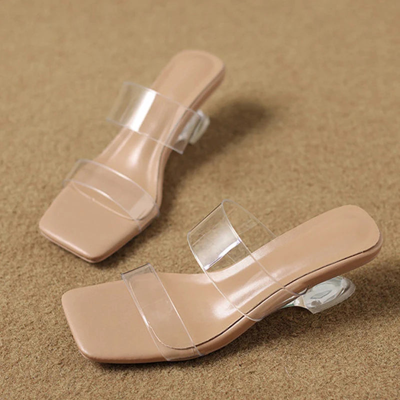 Mules donna Liyke trasparenti con tacco scultoreo