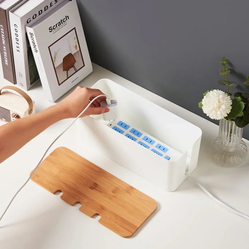 Large Wooden-Style Cable Management Box
