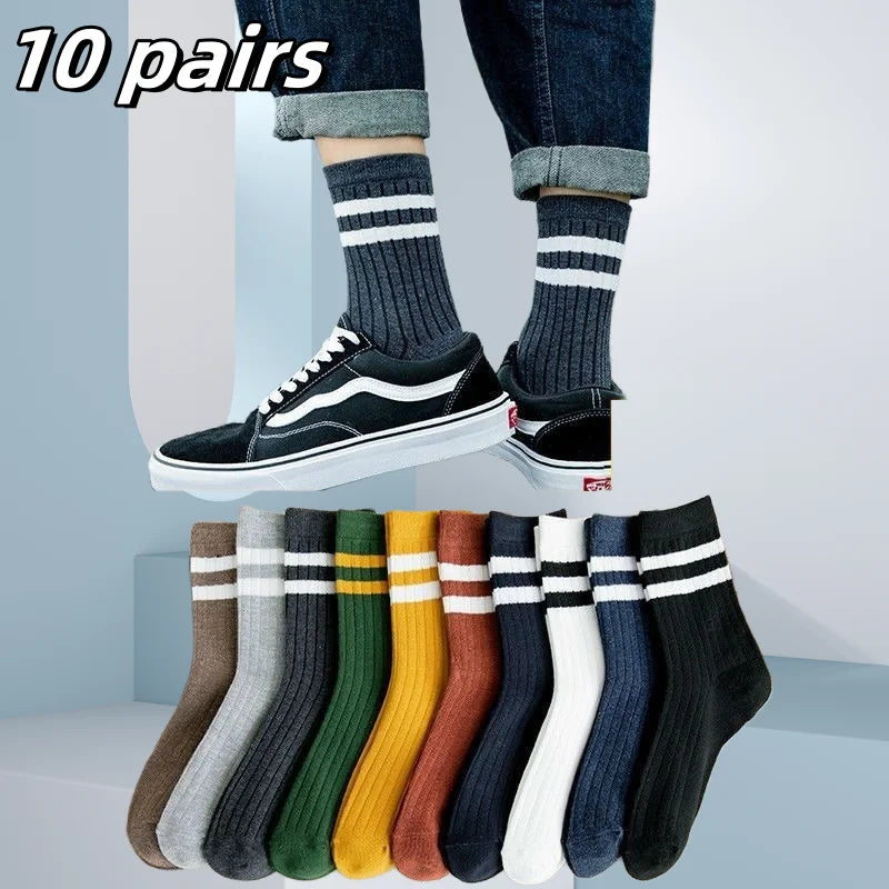 10 Paar atmungsaktive Sportsocken aus Baumwolle für Herren, Bambusfaser, für Herbst und Winter, schweißabsorbierend und geruchshemmend, Business-Socken