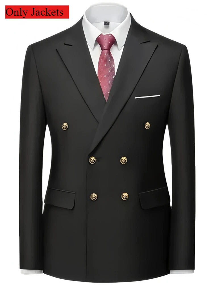 Fashion New Men's Leisure Boutique Business Banquet Solid Color Wedding Double Breasted Slim Fit Suit Blazers Jacket Pants