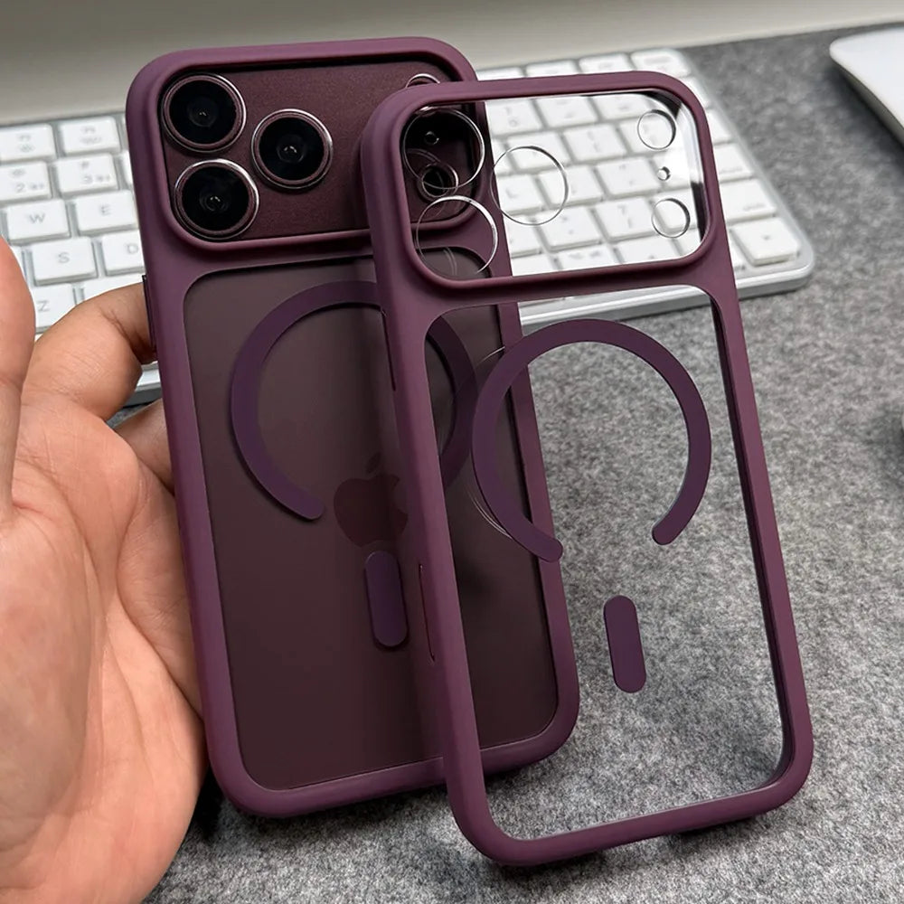 For Magsafe Transparent Case for iPhone 18 17 16 15 14 13 Pro Max Defender Camera AI Touch Control Wireless Charge Acrylic Cover