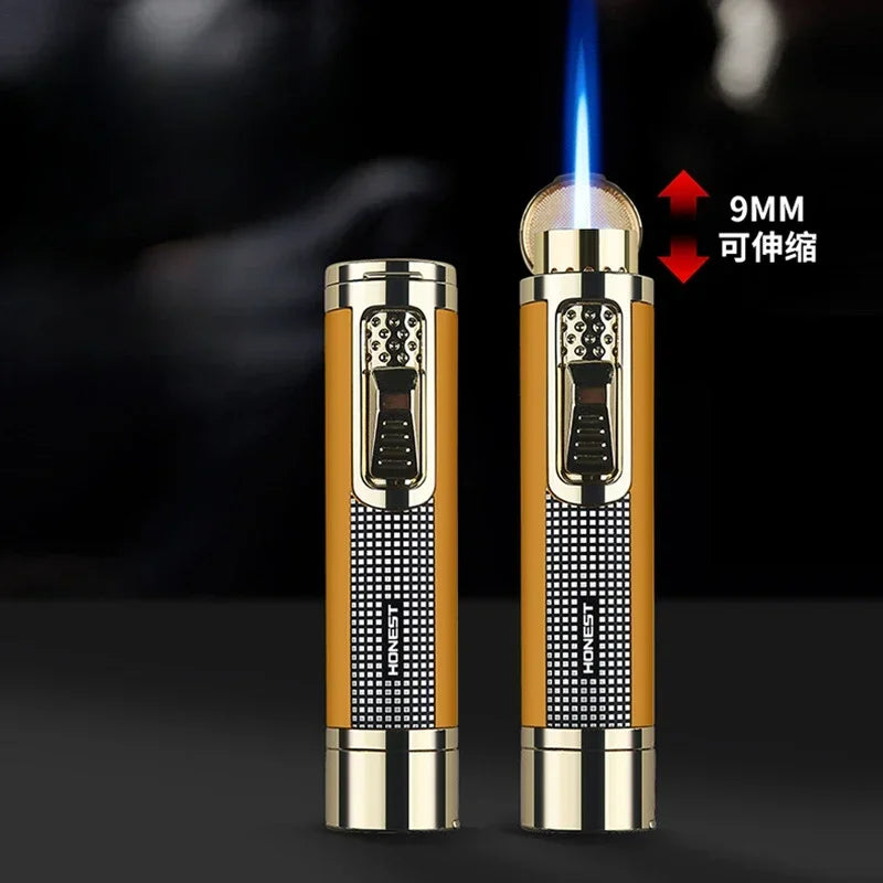 HONEST Windfestes Jet-Flammen-Feuerzeug – Butangefüllter Metallbrenner mit Zigarrenbohrer für den Außenbereich/Moxibustion