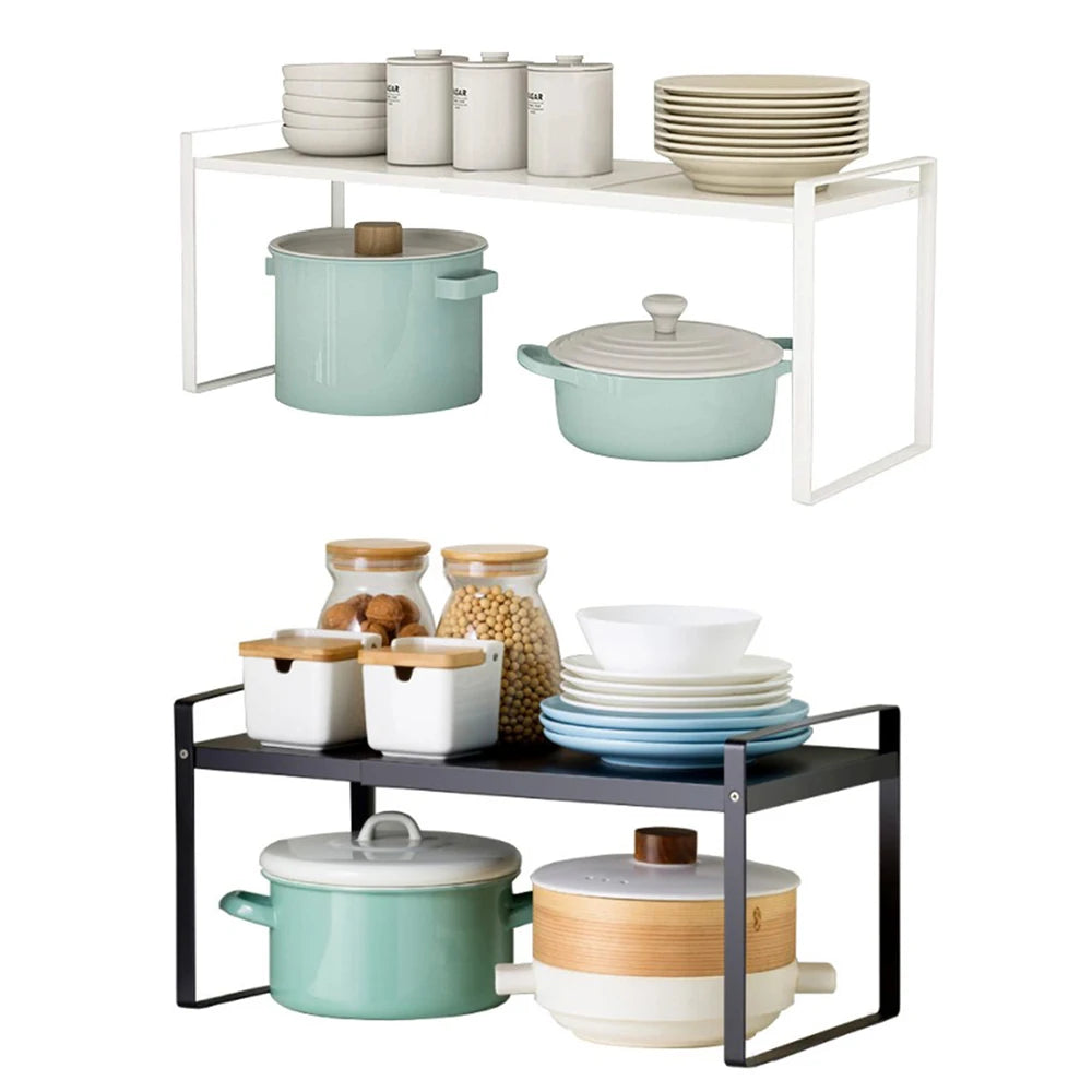 Expandable Kitchen Shelf Organizer For Kitchen Cabinet And Countertops, Storage Rack For Kitchen Counters Pantry Bathroom