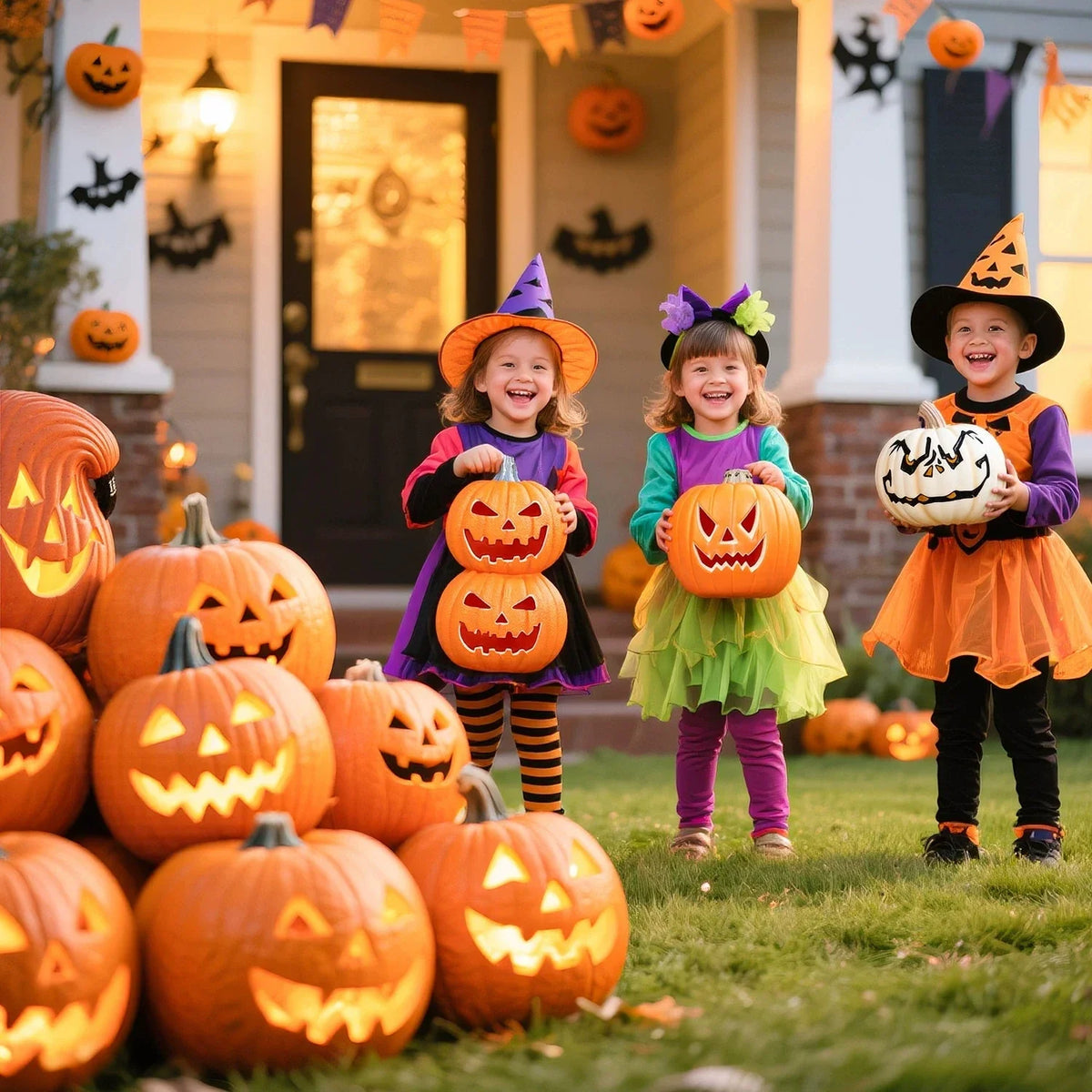 LED Triple-Layer Glowing Pumpkin Decor, Battery-Powered Light-Up Pumpkin Ornament, Halloween Festival Home Party Decoration