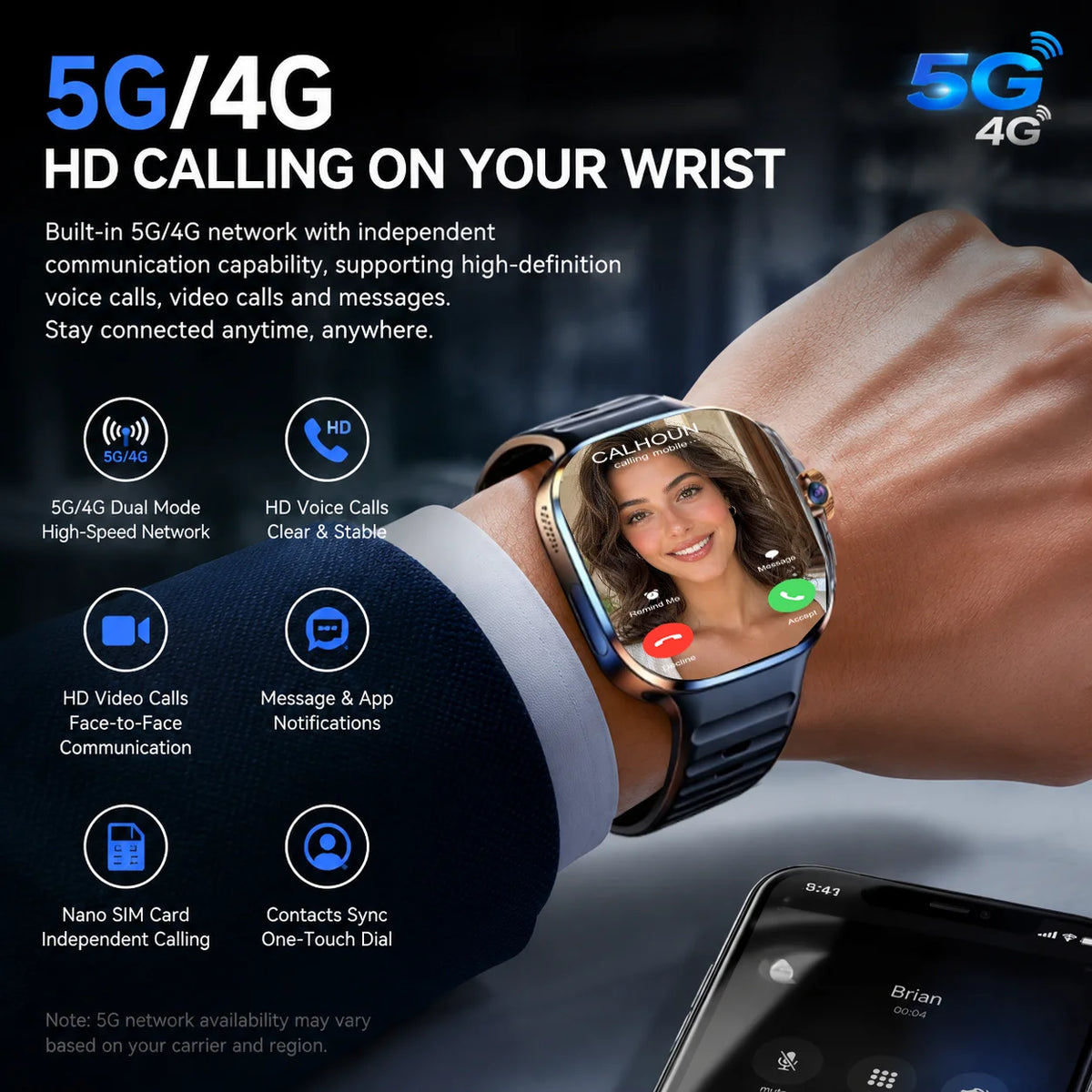 2026 New 4G 5G SIM Card Smart Watch Men 8GB+128GB 2.4" AMOLED Screen GPS WiFi Video Call Social App Download Android Smartwatch