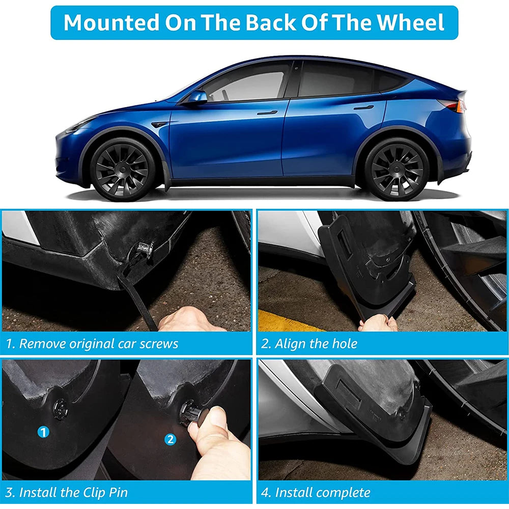 Mud Flaps for Tesla 2020 - 2024 2025 Model Y Juniper Splash Guards Fender No Drilling No Tape All Weather Mudflaps Accessories
