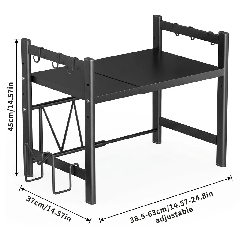 Expandable Microwave Shelf, Microwave Oven Rack Stand Holder Kitchen Corner Shelf Desktop Printer Shelf Rack, Bakers Rack