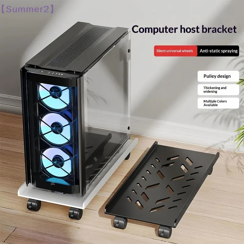 Adjustable Under-Desk Computer Tower Stand with Wheels