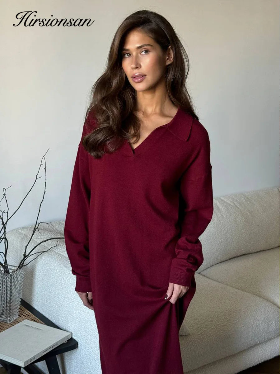 Abito midi donna in maglia con maniche lunghe — immagine 3