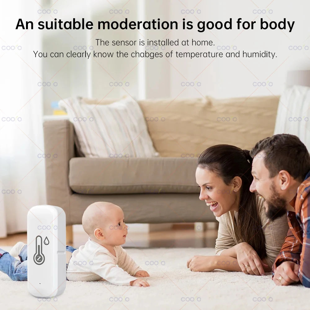 Sensor de temperatura y humedad Tuya Zigbee Termómetro e higrómetro inteligente para interiores Monitorización por App compatible con Smart Life Zigbee2mqtt