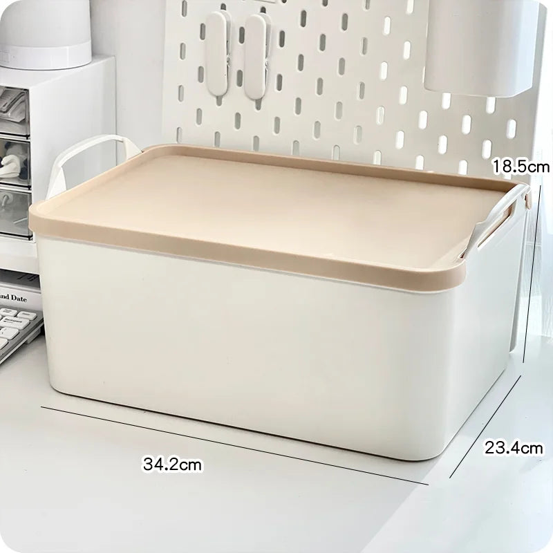 Caja organizadora multifuncional para el hogar con asas, ideal para guardar mantas y otros artículos en el suelo del armario