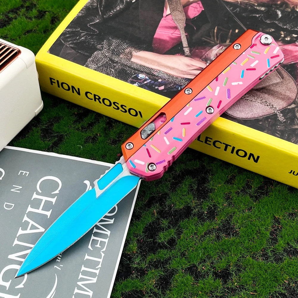 Multifunctional Outdoor Folding Knife, 440C Blade, Donut-Shaped Zinc Alloy Handle, High-Quality Camping, Fishing, and Rescue Tool Gift