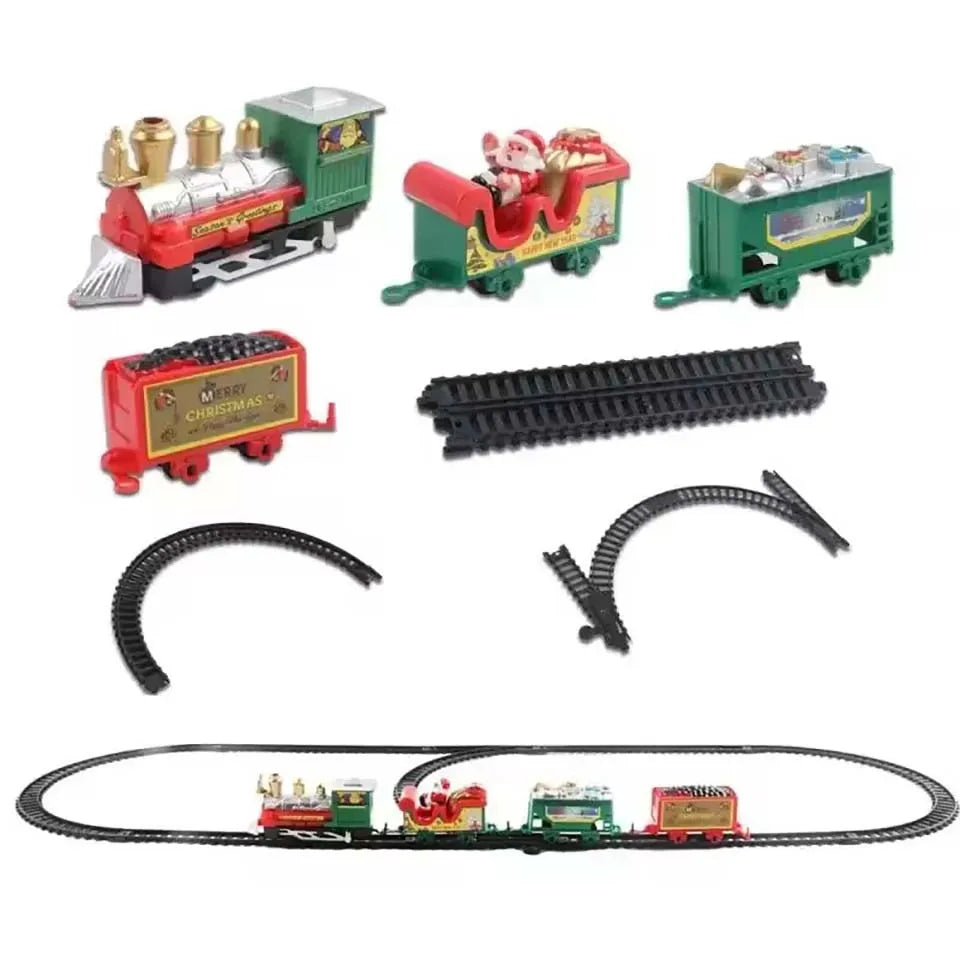Train de Noël électrique, décoration pour sapin de Noël, circuit ferroviaire avec sons et lumières, train jouet, cadeau de Noël
