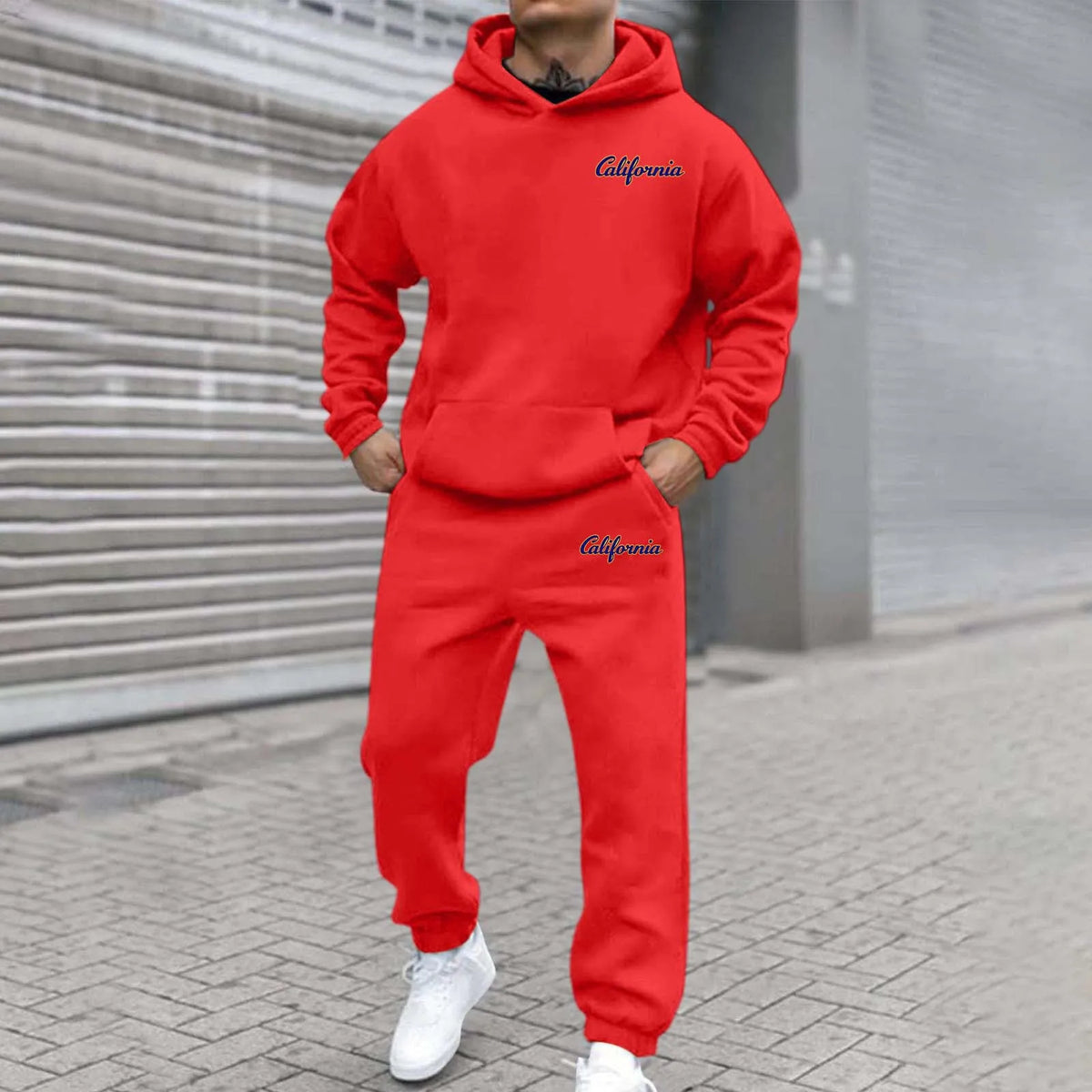 2026 letter printed sportswear set men's hooded sweatshirt long pants set spring and autumn winter warm suit Tracksuit