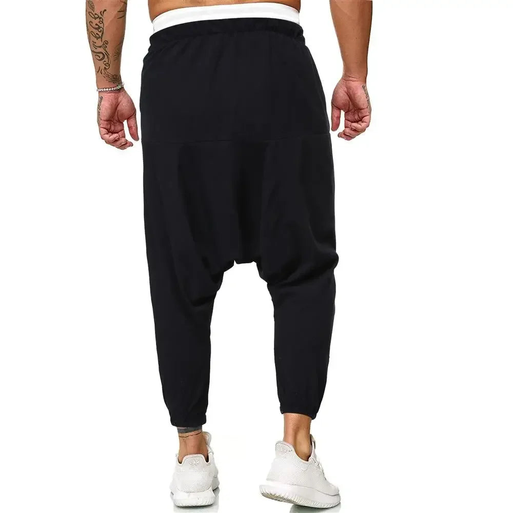 Men's Harem Pants Drop Crotch Japanese Streetwear Individualized Design Track Pants Ankle Length Casual Oversized Male Pants