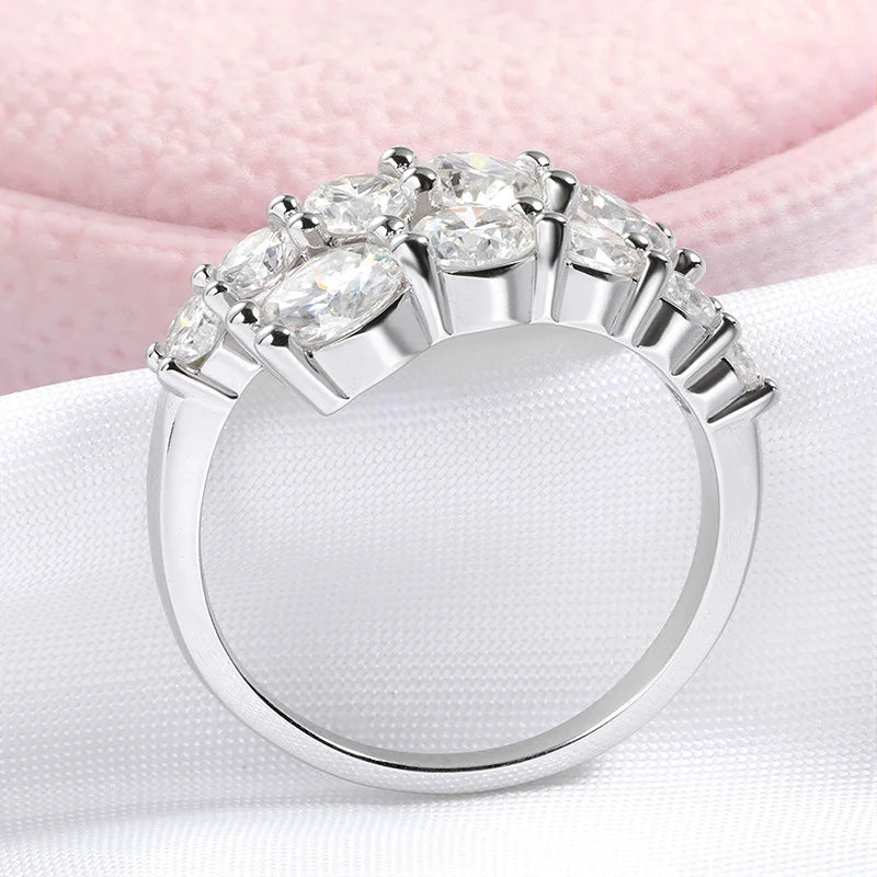 Anillo de mujer Smyoue de 10 piedras de moissanita, brillante y sin defectos, alianza de boda de diamante creado en laboratorio, joyería de plata de ley S925