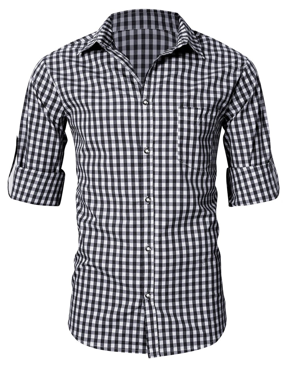 Traditional Plaid Shirt, Slim Fit Mens Checked Shirt, Casual Shirt, Long Sleeve Shirt, Embroidered Cotton