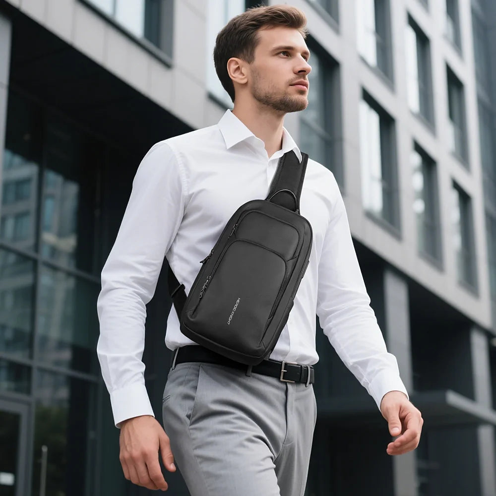 Men’s Oxford Crossbody Bag with Multiple Pockets