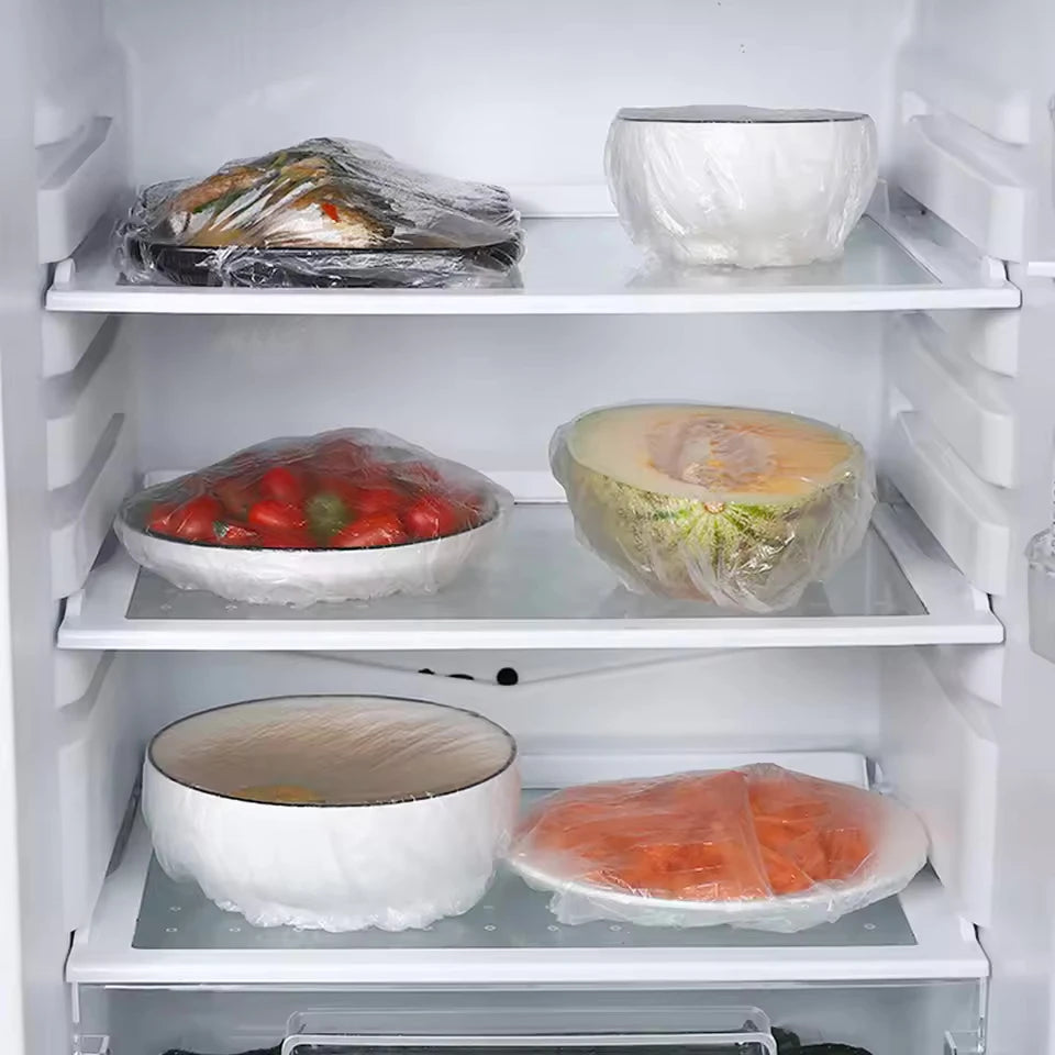 Disposable Plastic Food Cover Bag, Reusable Transparent Food Protection Bag, Freezer Packaging, Cling Film, Kitchen Storage Organizer