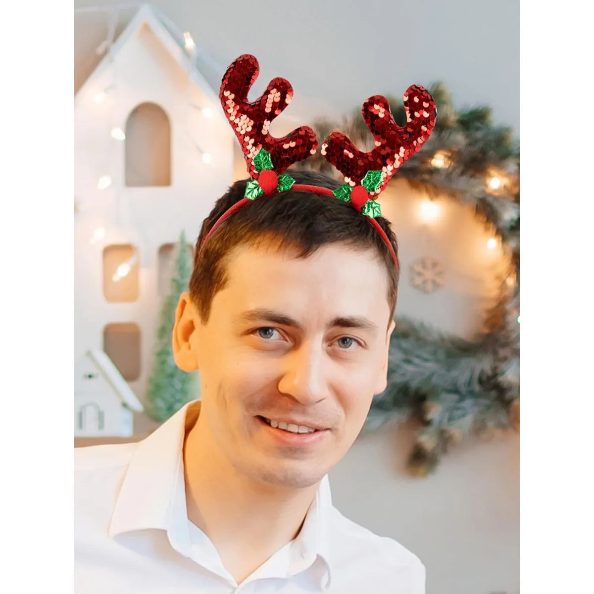 12Pcs Different Holiday Christmas Headbands Christmas Themed Plastic Headbands with Santa Claus Snowman Reindeer Antlers Party