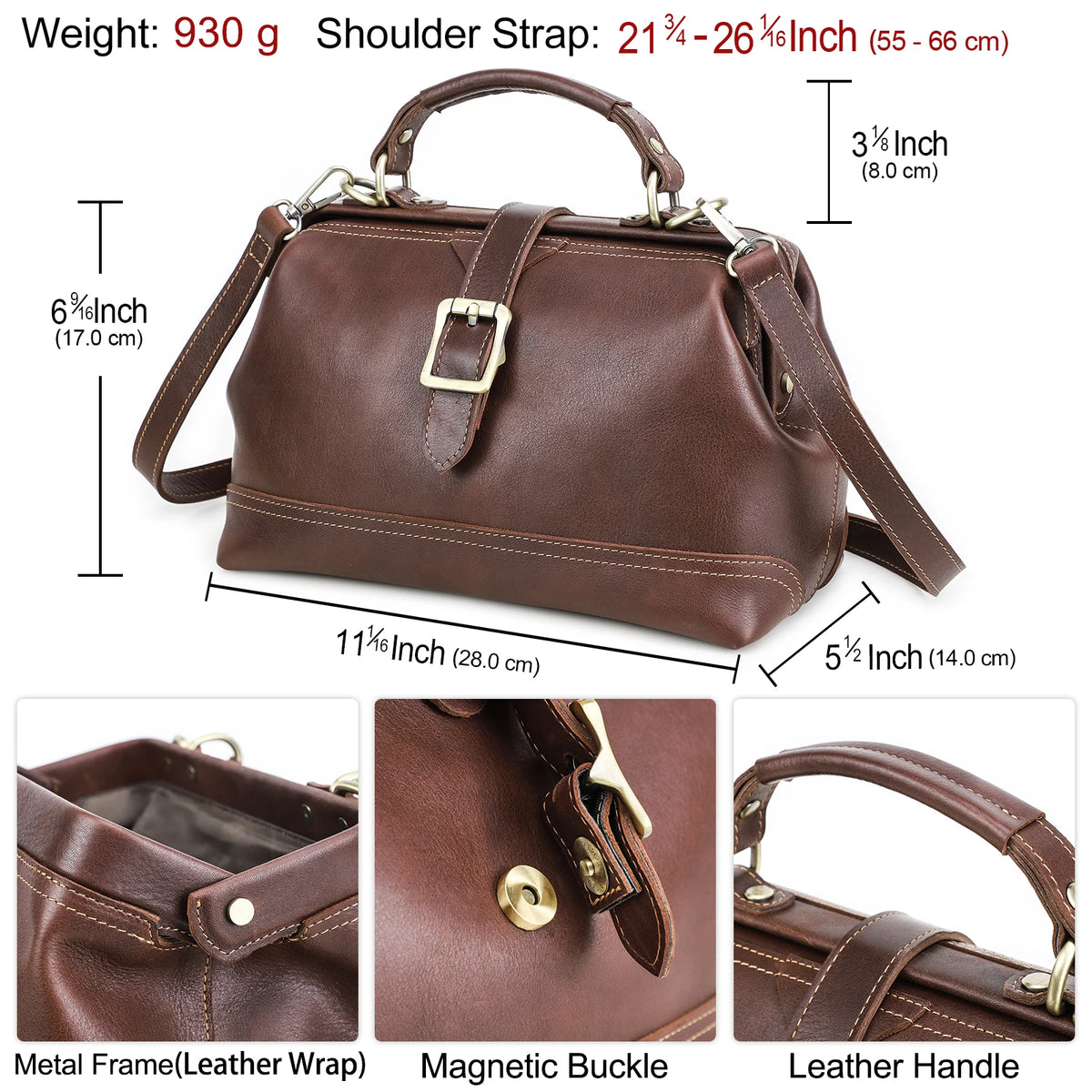 CONTACT'S Genuine Leather Sling Shoulder Bags for Women Luxury Designer Tote Bag Women‘s Bag Handbag Fashion Ladies’ Doctor Bag