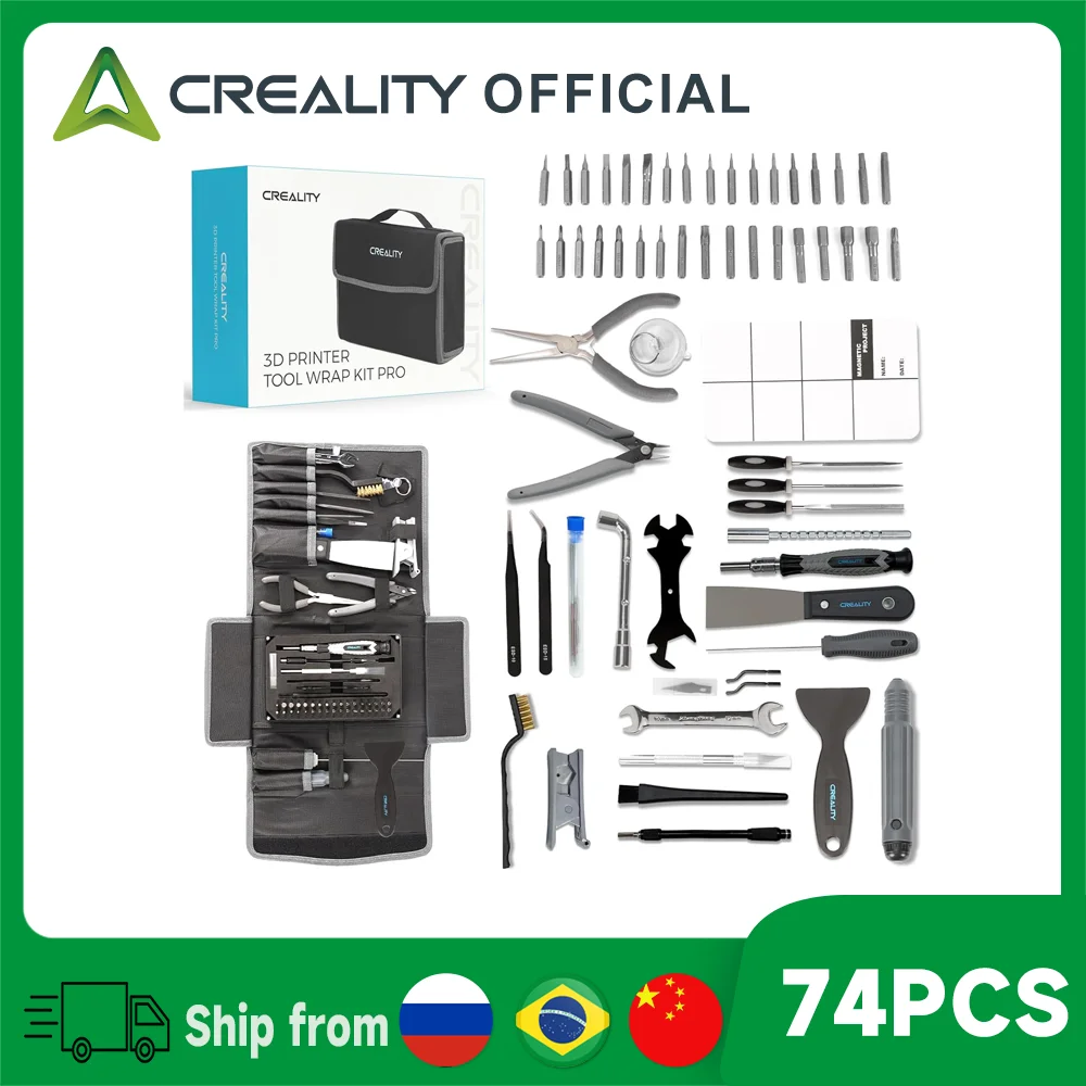 Creality 3D-Druck-Werkzeug-Set Warp Kit 74-teilig, umfassendes 3D-Druck-Werkzeugset für den Zusammenbau von 3D-Druckern, die Reinigung von Düsen und die Entfernung von Modellen