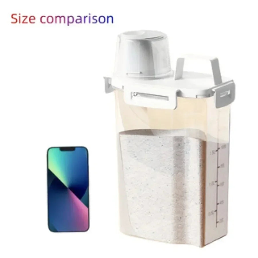 Récipient de rangement hermétique avec couvercle de 2,5 L, résistant à l’humidité – pour céréales, noix, farine, riz et autres denrées alimentaires