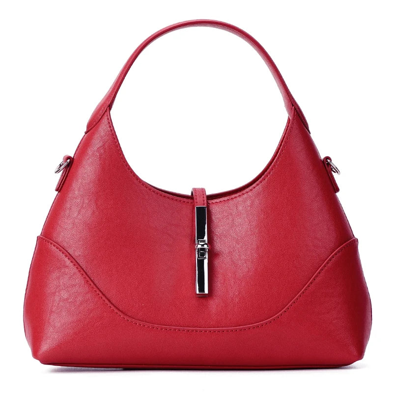 Women's Handbag Genuine Leather Shoulder Crossbody Bags Ladies Fashion Luxury Solid Versatile High Quality Cowhide Handbags