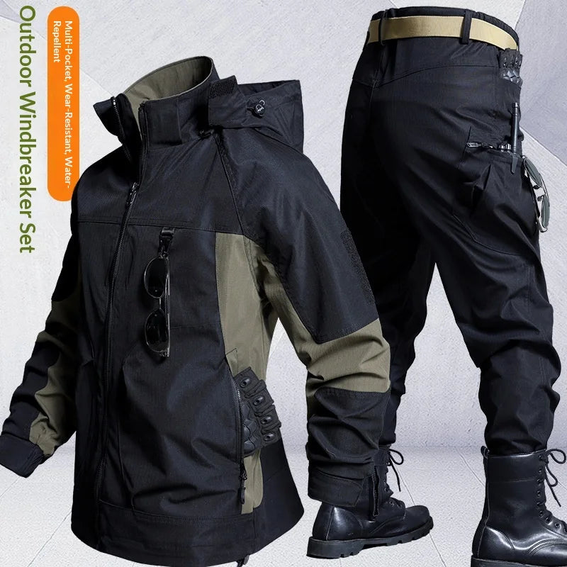 Men's Tactical Camouflage Workwear Set Loose Fit Jacket and Pants Windproof Breathable Outdoor Uniform for Spring Autumn
