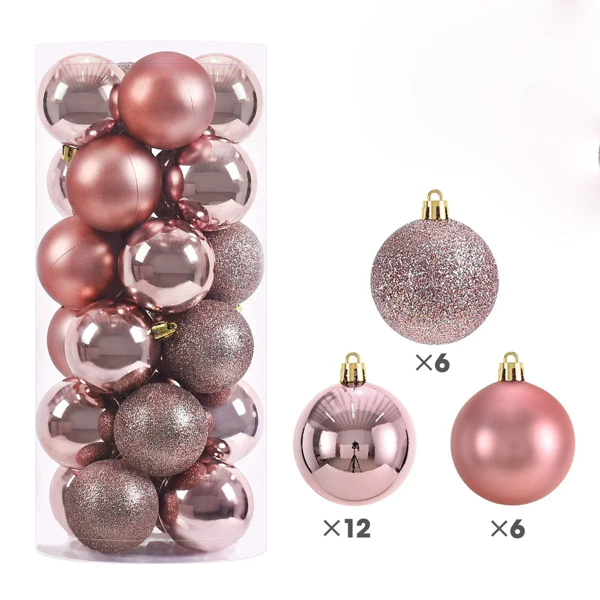 2025 24Pcs 3/4/6CM Christmas Balls Big Ball Christmas Tree Pendant Ornaments for Party Decor New Year Navidad Gifts Accessory