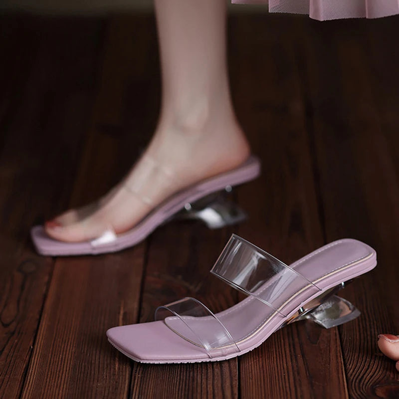Mules donna Liyke trasparenti con tacco scultoreo