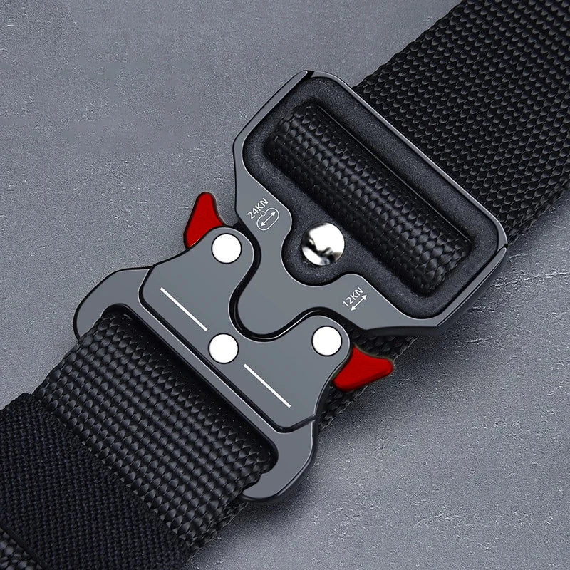 1-Piece Men's Tactical Sports Belt, Quick-Release Symmetrical Buckle, Polyester Fiber, Suitable for Outdoor Military Training