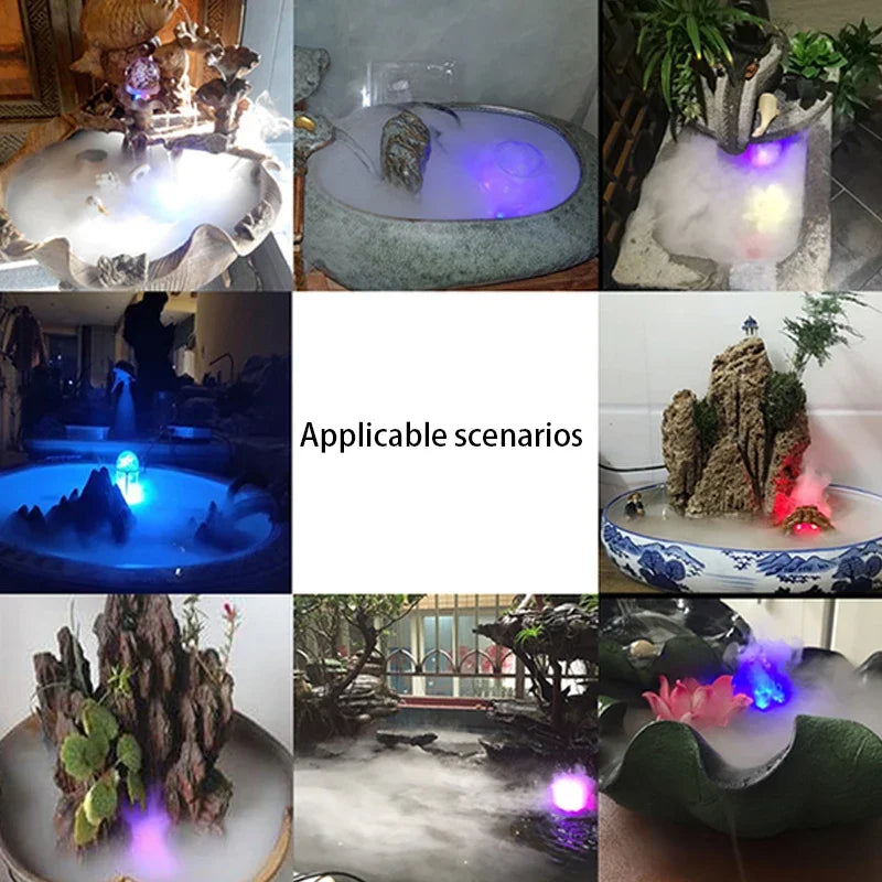Luz LED mini de calabaza de Halloween con nebulizador, decoración para fiestas navideñas, bonsáis y acuarios, humidificador para fuentes de agua y máquina de niebla
