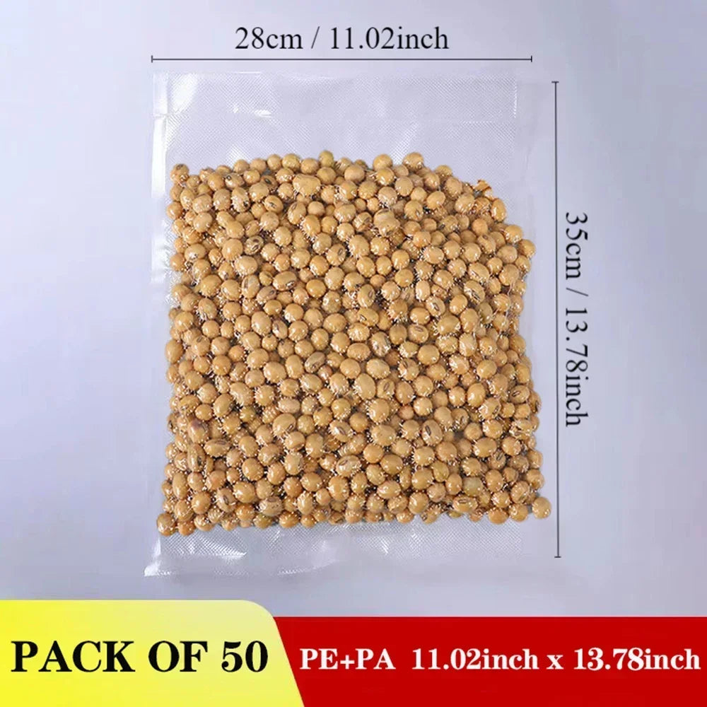 50 Premium Vacuum Sealer Bags, Food Freshness and Storage, Reusable, BPA-Free Vacuum Sealer Storage Bags,Kitchen Organizer