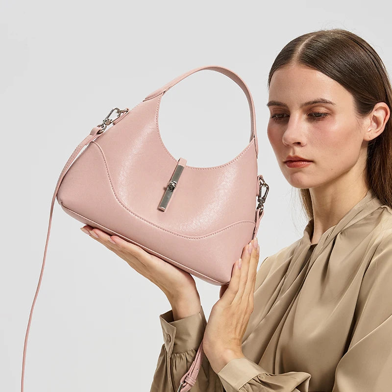 Women's Handbag Genuine Leather Shoulder Crossbody Bags Ladies Fashion Luxury Solid Versatile High Quality Cowhide Handbags