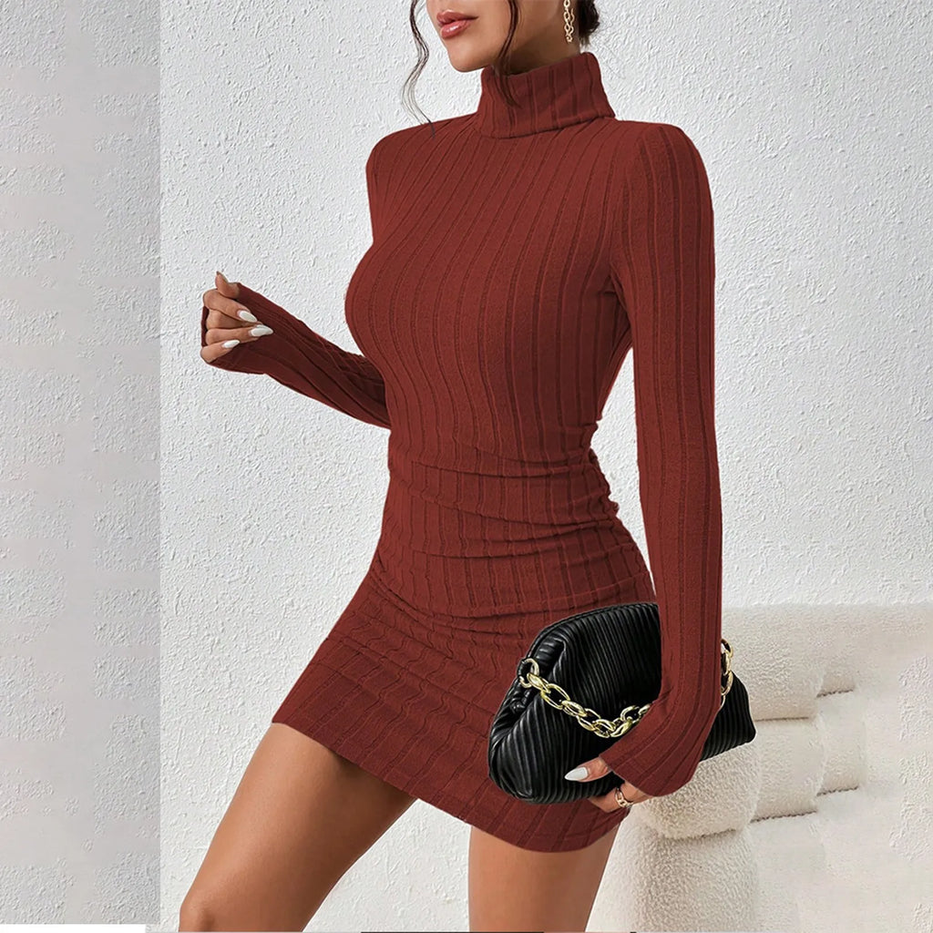 Mini abito donna a collo alto in tessuto elasticizzato — immagine 4