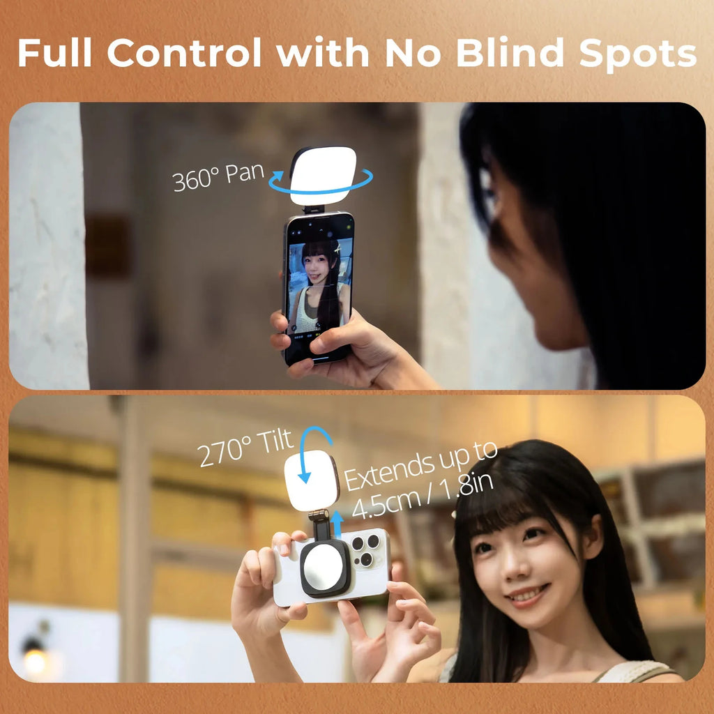 SmallRig Vibe P48 MagSafe Handy-LED-Videoleuchte für iPhone 16 15 14 Pro Max, Fülllicht und Handyhalter für Selfies, Videos und Vlogs