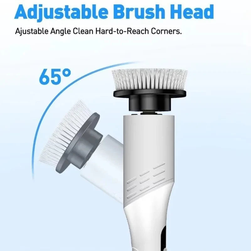 Multi-Purpose 9-in-1 Cordless Electric Power Scrubber, Bathroom Scrubber with 8 Brush Heads and Adjustable Extension Handle for Shower Cleaning