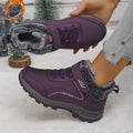 Damen-Winterstiefel, warm und kuschelig gefüttert, mit Plateau, rutschfester Sohle und Fellbesatz, knöchelhoch, für Outdoor-Aktivitäten, Größe 36